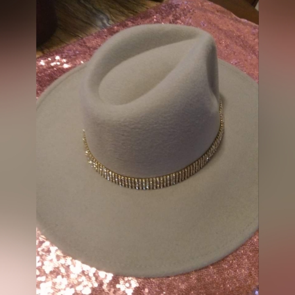 Gray Rhinestone Trimmed Hat - Picture 1 of 2